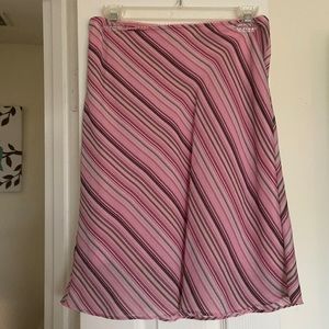 Pink with black and gray striped skirt. Size small brand Aqua Blues.